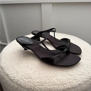 H&M Black Satin Kitten Heels